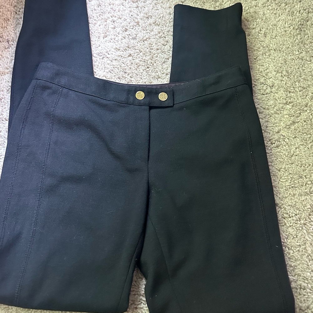 Tory Burch, black gold button skinny leg leggings